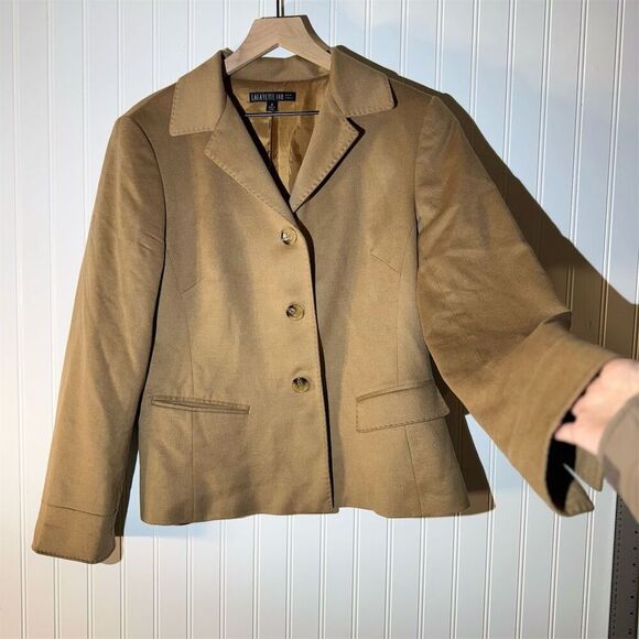 Lafayette 148 New York Beige Tan Blazer Wool Jacket 12 Quiet Luxury Old Money - Picture 2 of 10